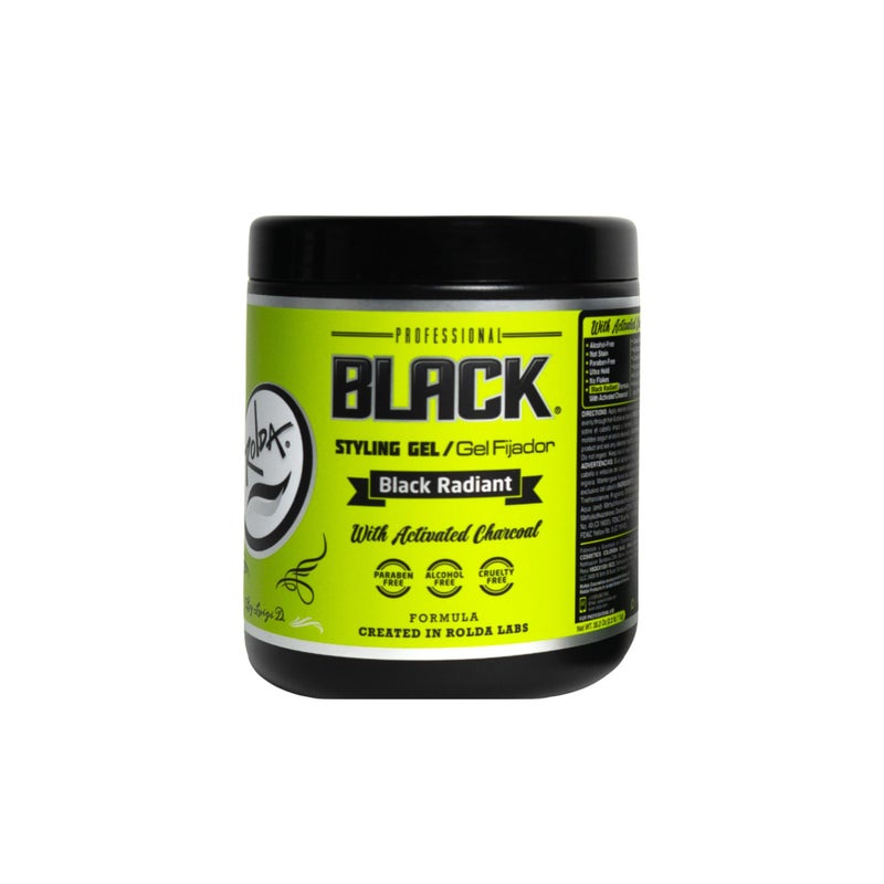 Rolda Black Styling Hair Gel - Medium To Strong Hold With Medium Shine For a Wet Slicked Back Look With All Day Hold - Activated Black Charcoal Covers Grey Hair Instantly 35.2oz - Image 1